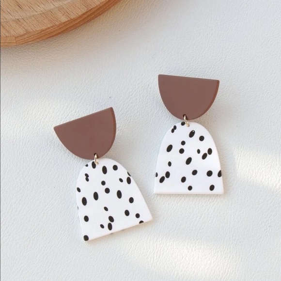 Color Block Geo Drop Eaarings - Picture 2 of 2